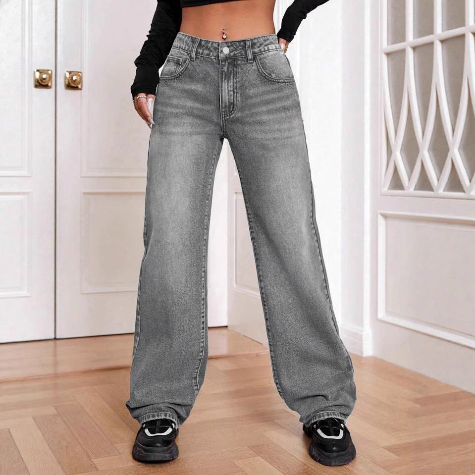 Damen High-Waist Jeans Relaxed Fit Used Style - IdealeKleiden