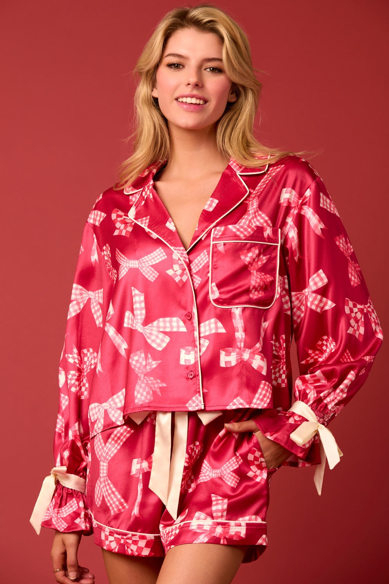 Pyjama de Noël pour femme festif, élégant, à volants