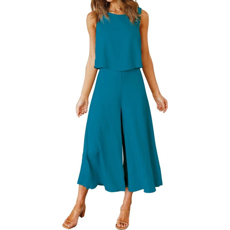 Combinaison élégante fluide jambe large pour femme