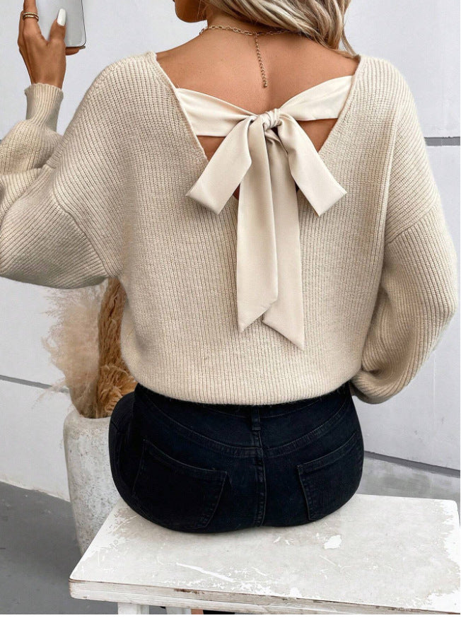 Pull pour femme avec encolure à nœud chic