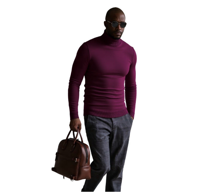 Pull col roulé homme, finement structuré, design élégant
