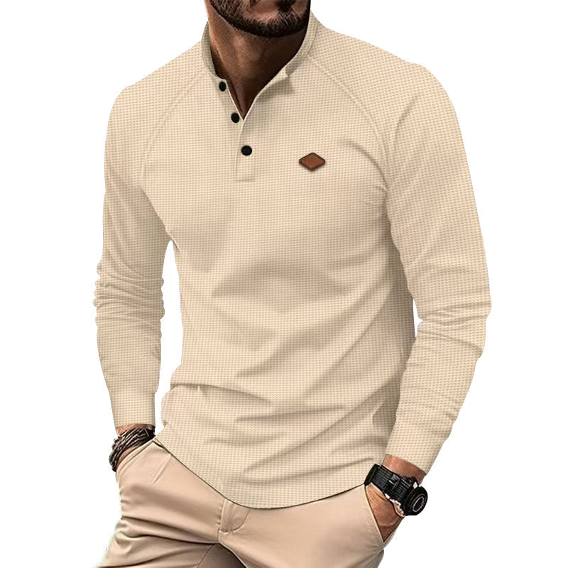 T-shirt à manches longues structuré et moderne pour homme, avec boutons