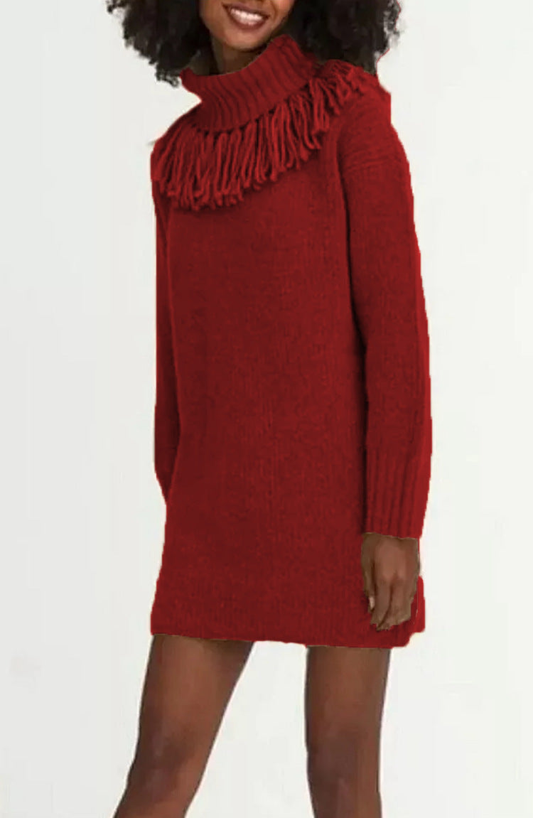 Robe pull élégante à col roulé pour femme