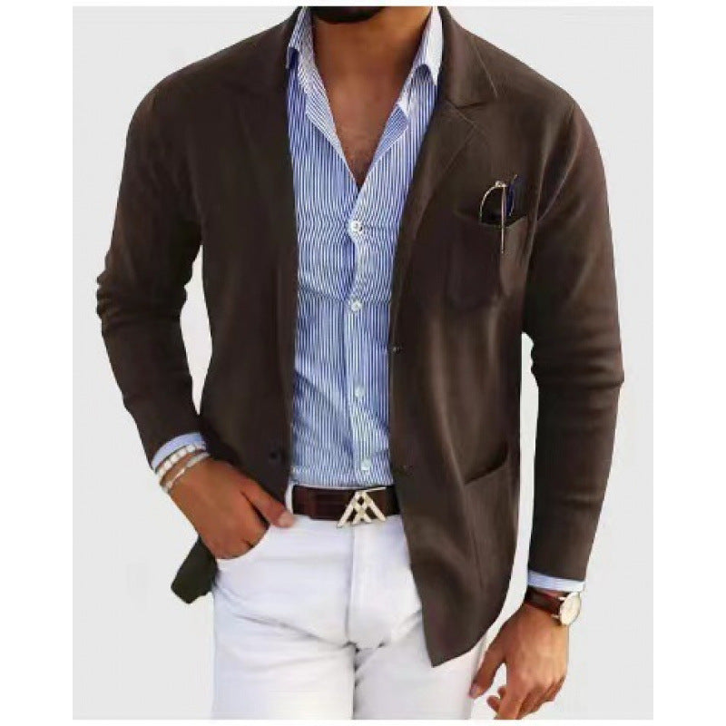 Blazer en maille élégant pour homme avec poches pratiques
