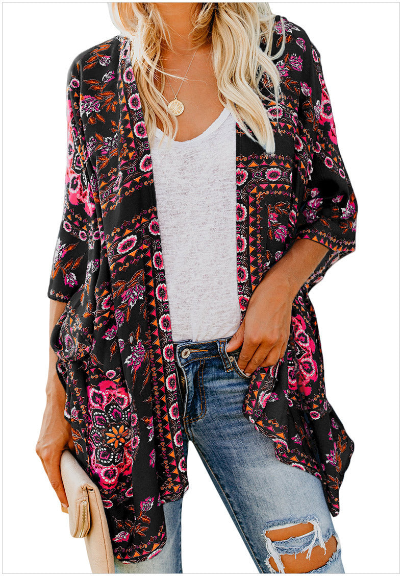Kimono d'été léger pour femme à motif floral