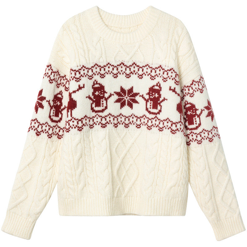 Pull de Noël femme festif motif bonhomme de neige