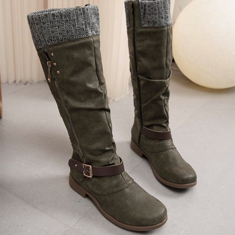 Bottes en cuir élégantes avec fermeture éclair et petit talon