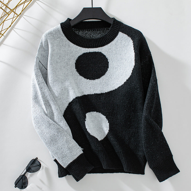 Pull tendance pour femme motif Yin et Yang