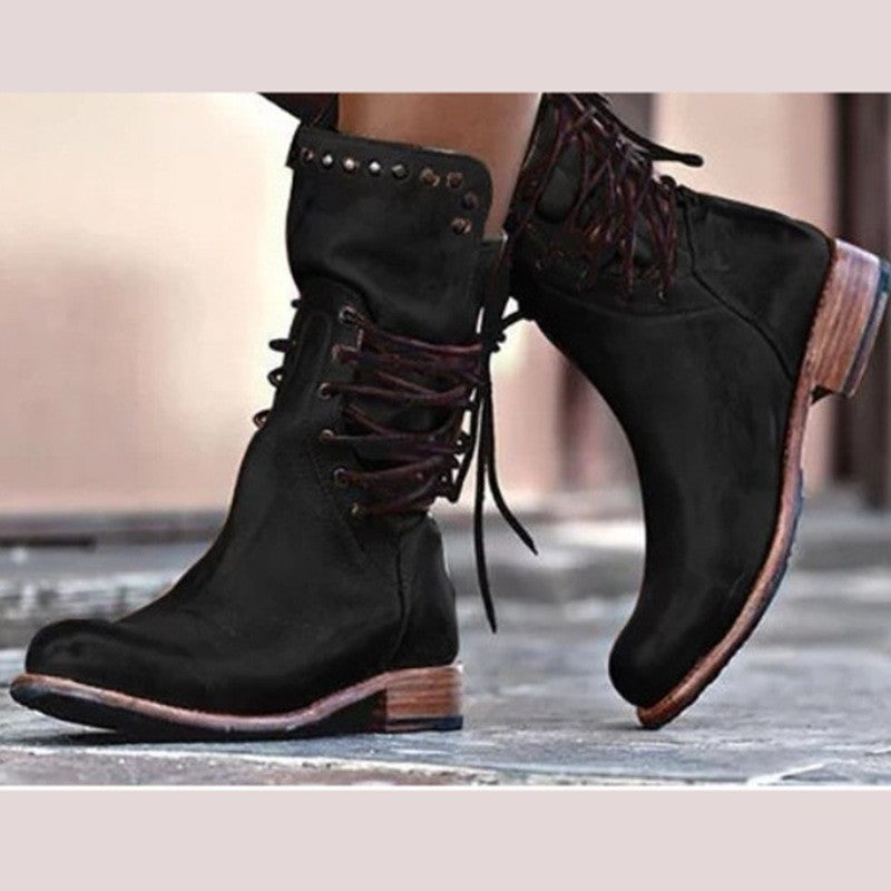 Chelsea Boots femme Chic Laçage Clous Design