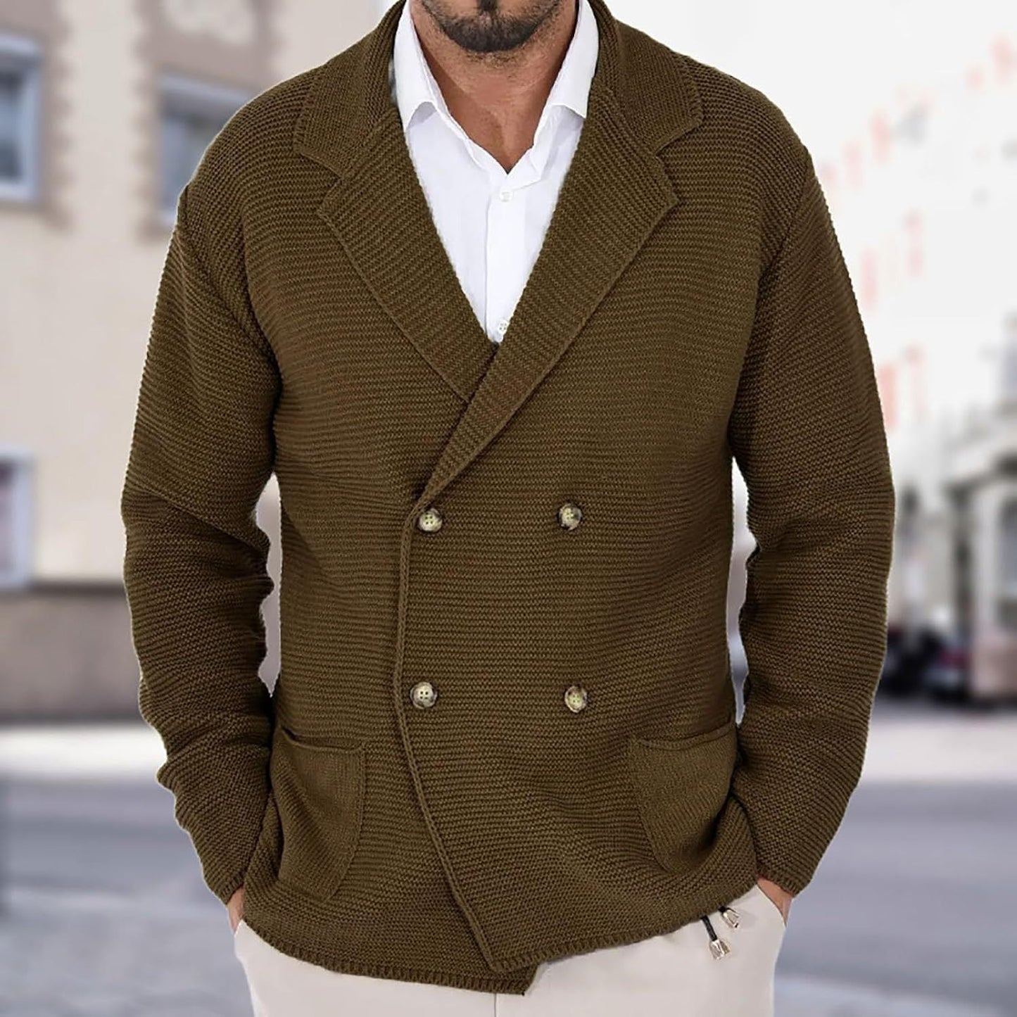 Cardigan Homme Moderne Tendance Avec Poches