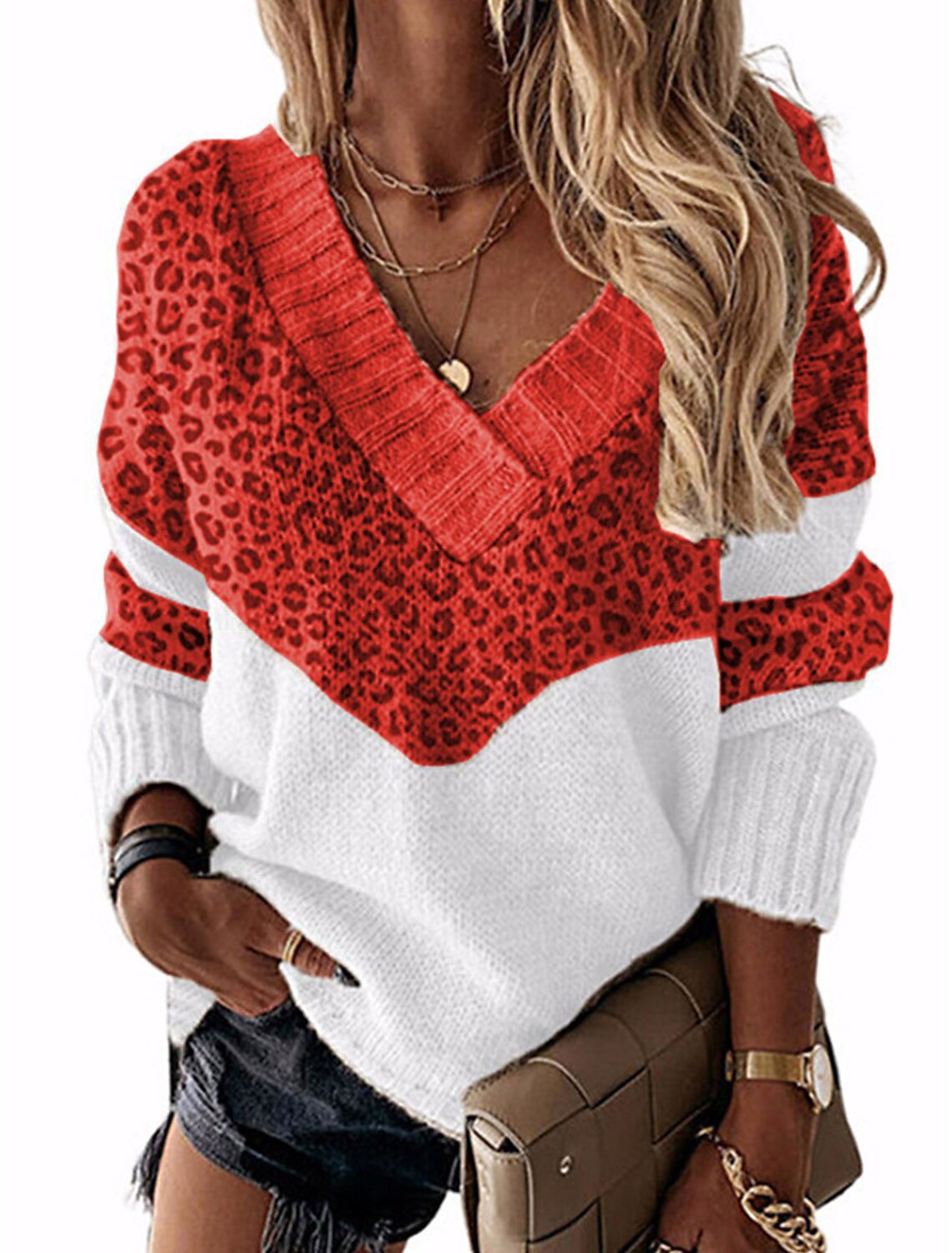 Pull pour femmes, motif léopard, tendance