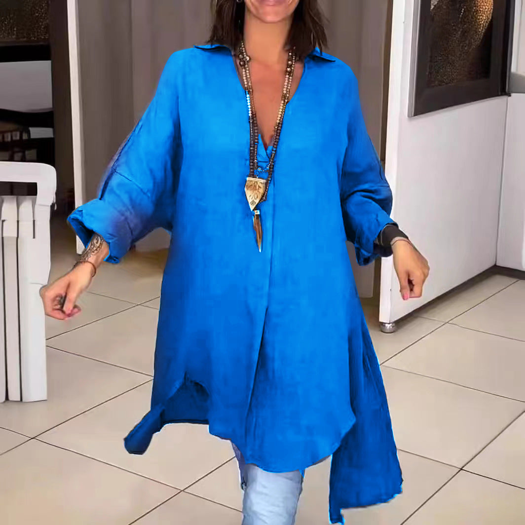 Tunique en lin élégante asymétrique pour femme