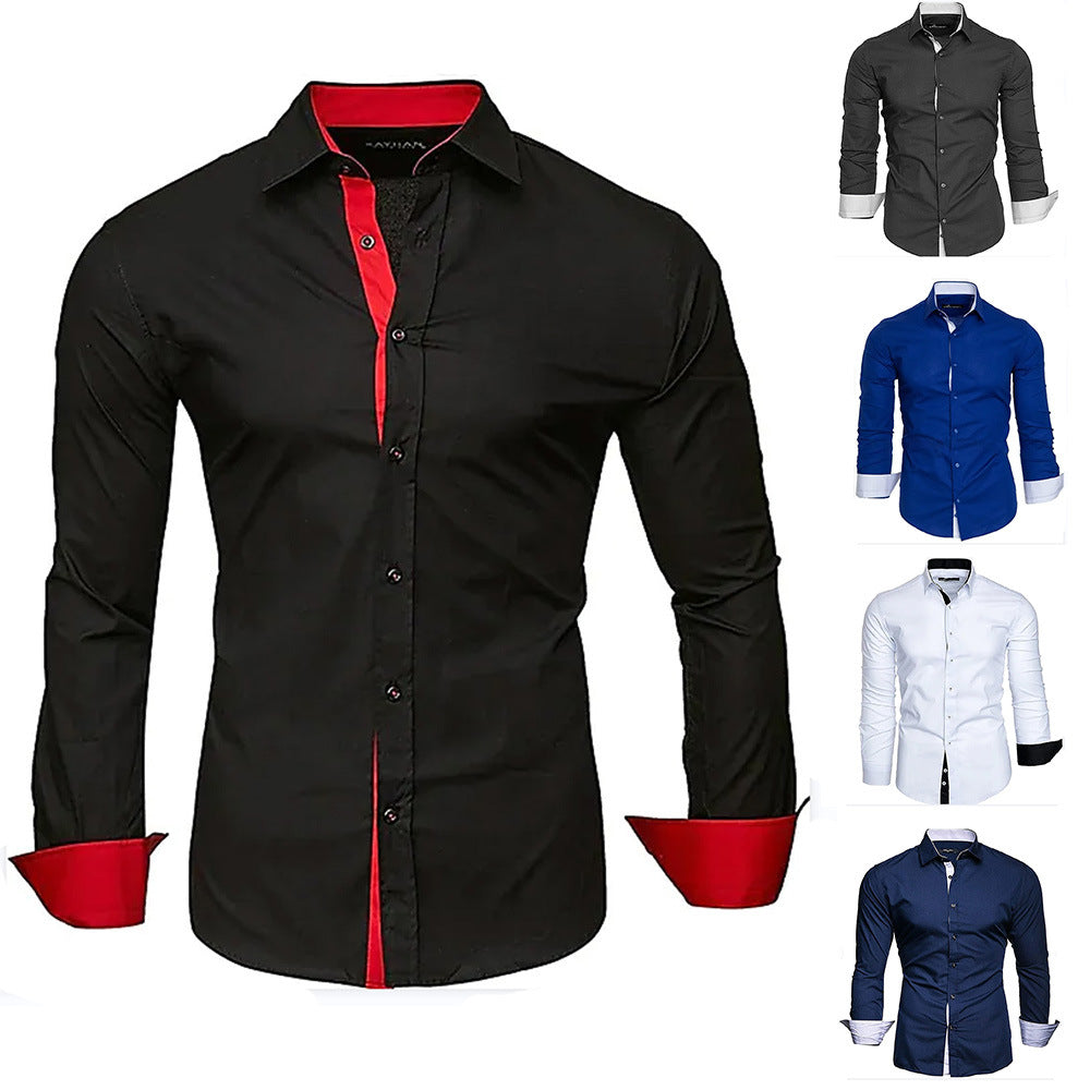 Chemise Habillée Homme Manches Longues Avec Poignets Contrastants