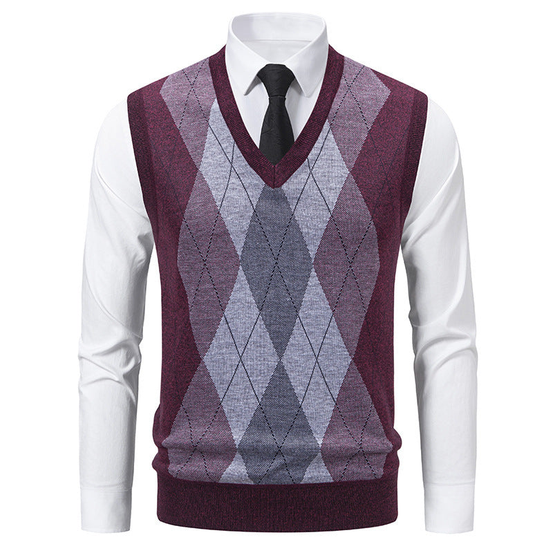 Pull Homme Col V Losanges Classiques