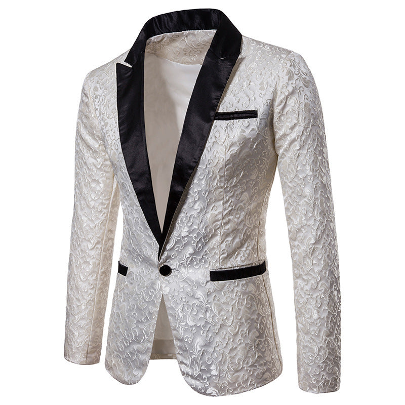 Blazer en velours pour homme, motif élégant, noir