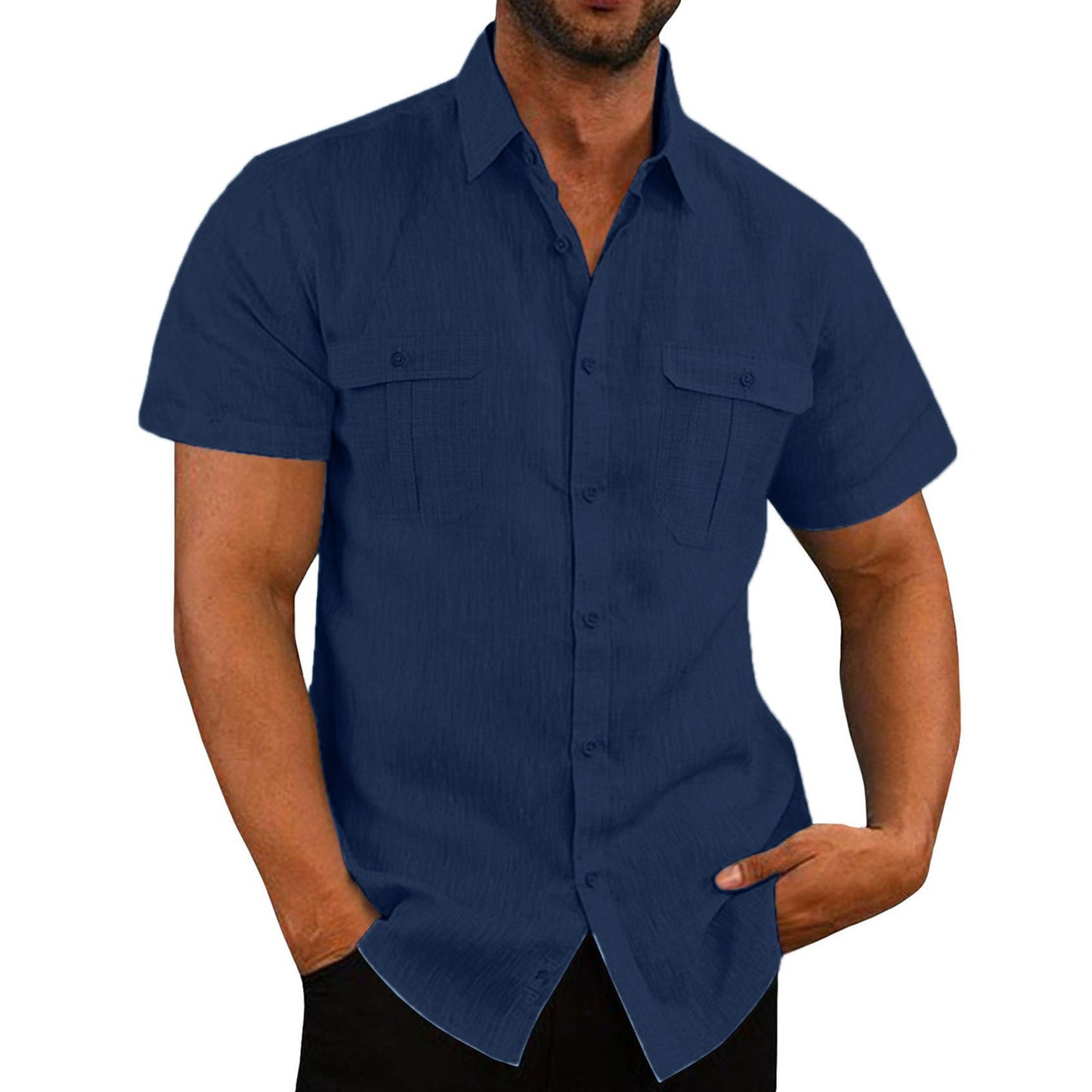 Chemise homme manches courtes pratique avec poche poitrine
