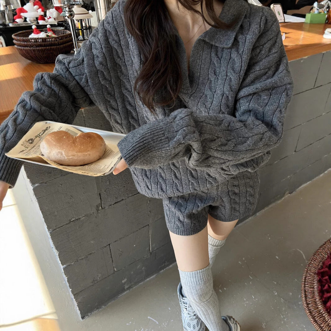 Robe classique en laine à motif bouclé oversize