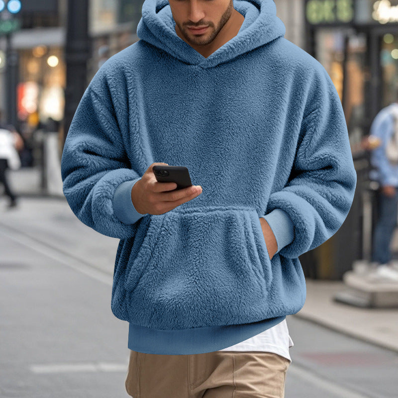 Grand Hoodie en Polaire pour Hommes Confortable Moderne avec Poche Kangourou