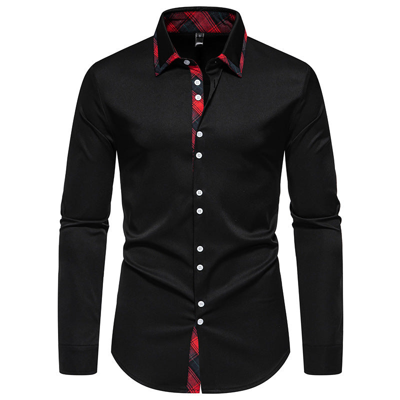 Chemise homme élégante manches longues col contrastant