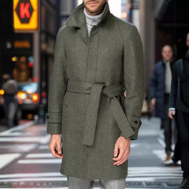 Manteau Homme Élégant Ceinture Classique