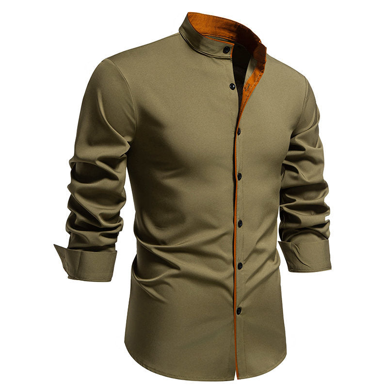 Chemise Homme Élégante Moderne Col Montant
