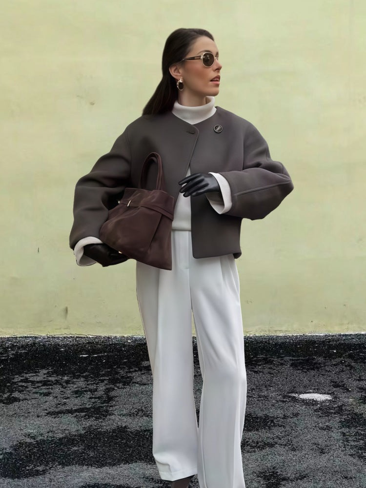 Veste en laine oversize femme, moderne, stylée, boutons