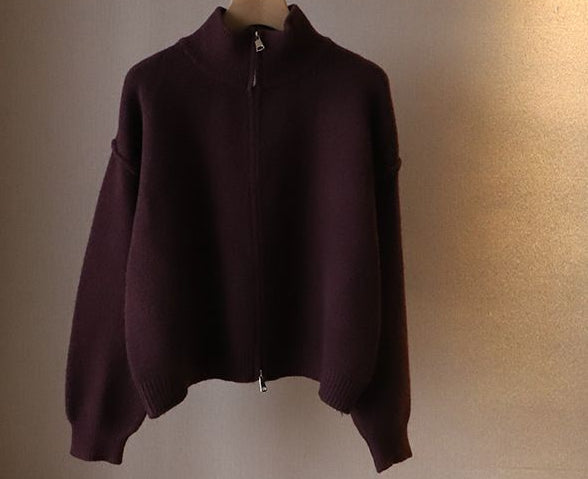 Damen Große Strickpullover HalbzippVerschluss Bequem - IdealeKleiden