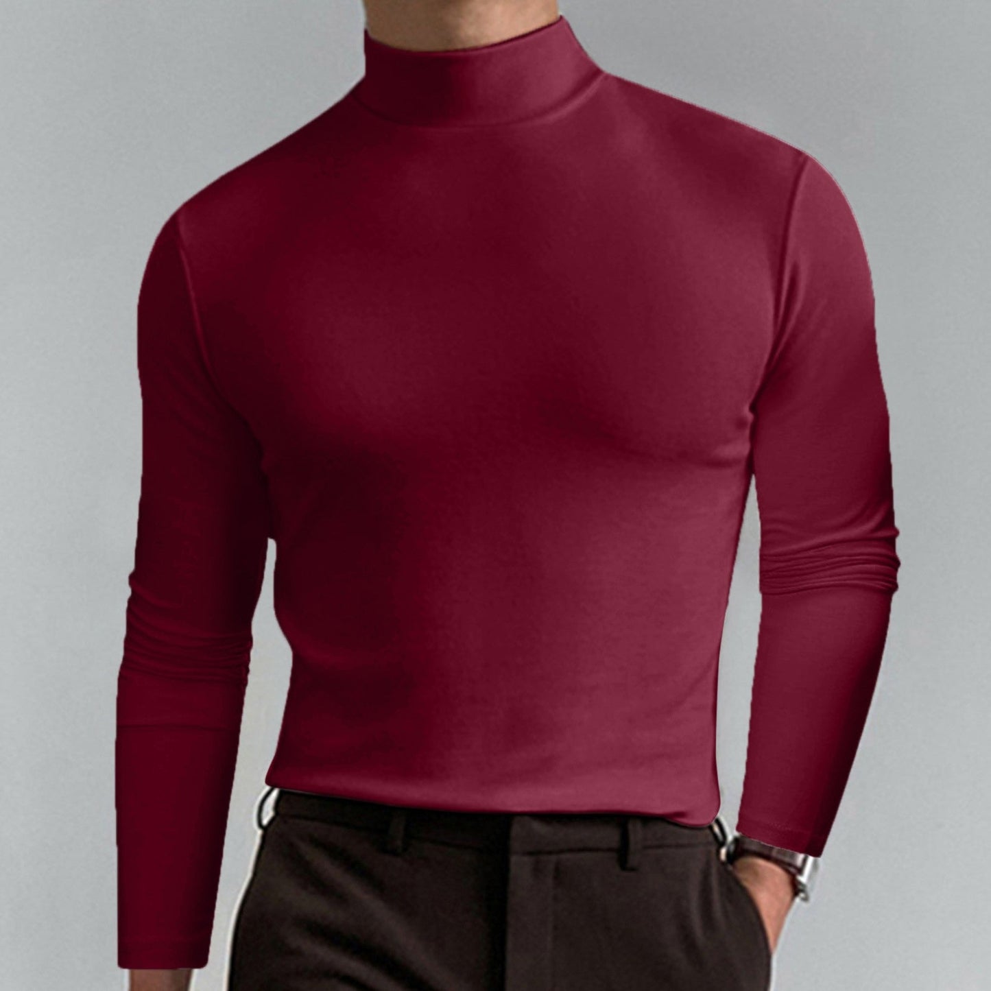 Pull col roulé homme coton fin design élégant