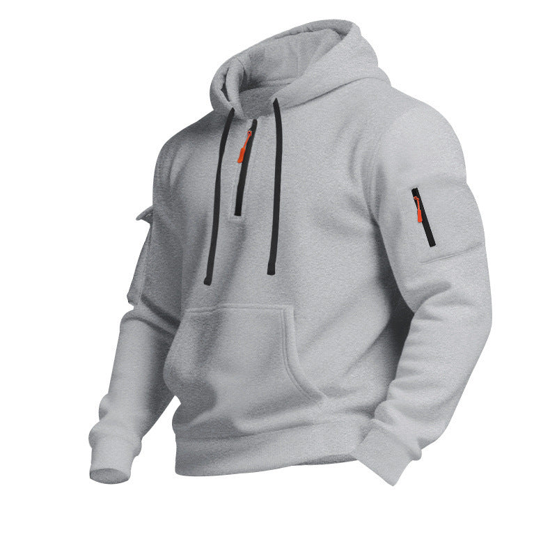 Sweat-shirt sport homme capuche fermeture éclair poches