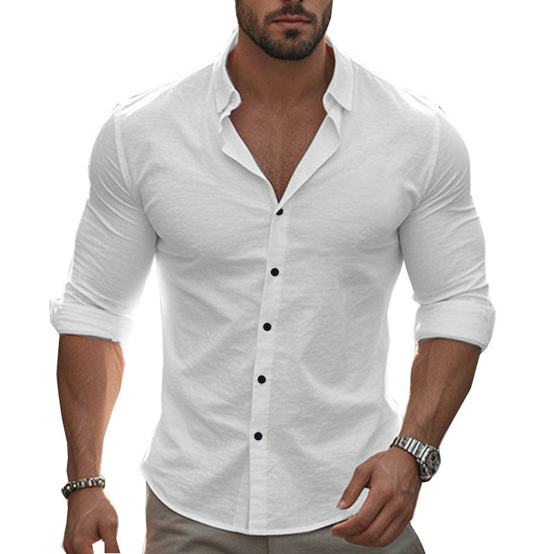 Chemise à manches longues pour homme Confort moderne Col roulé
