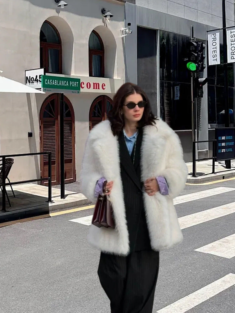 Veste en fausse fourrure pour femme Manches volumineuses modernes