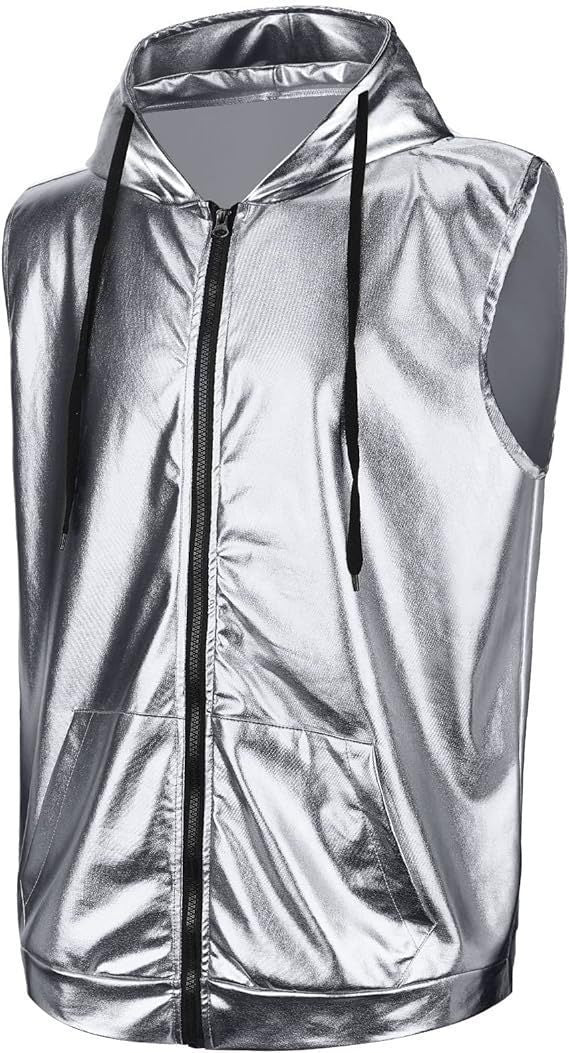 Veste à capuche homme Matière brillante Pratique