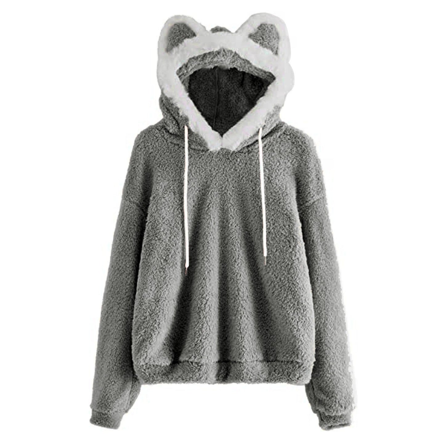 Sweat à capuche femme doux avec tête de chat mignonne