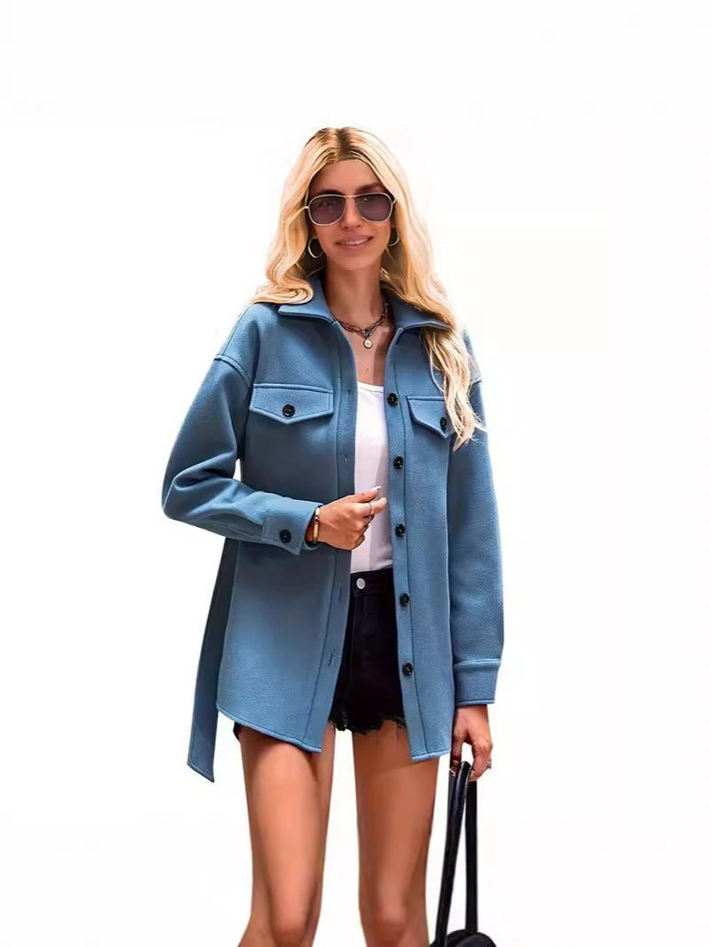Manteau court d'hiver Oversize Laine Col revers