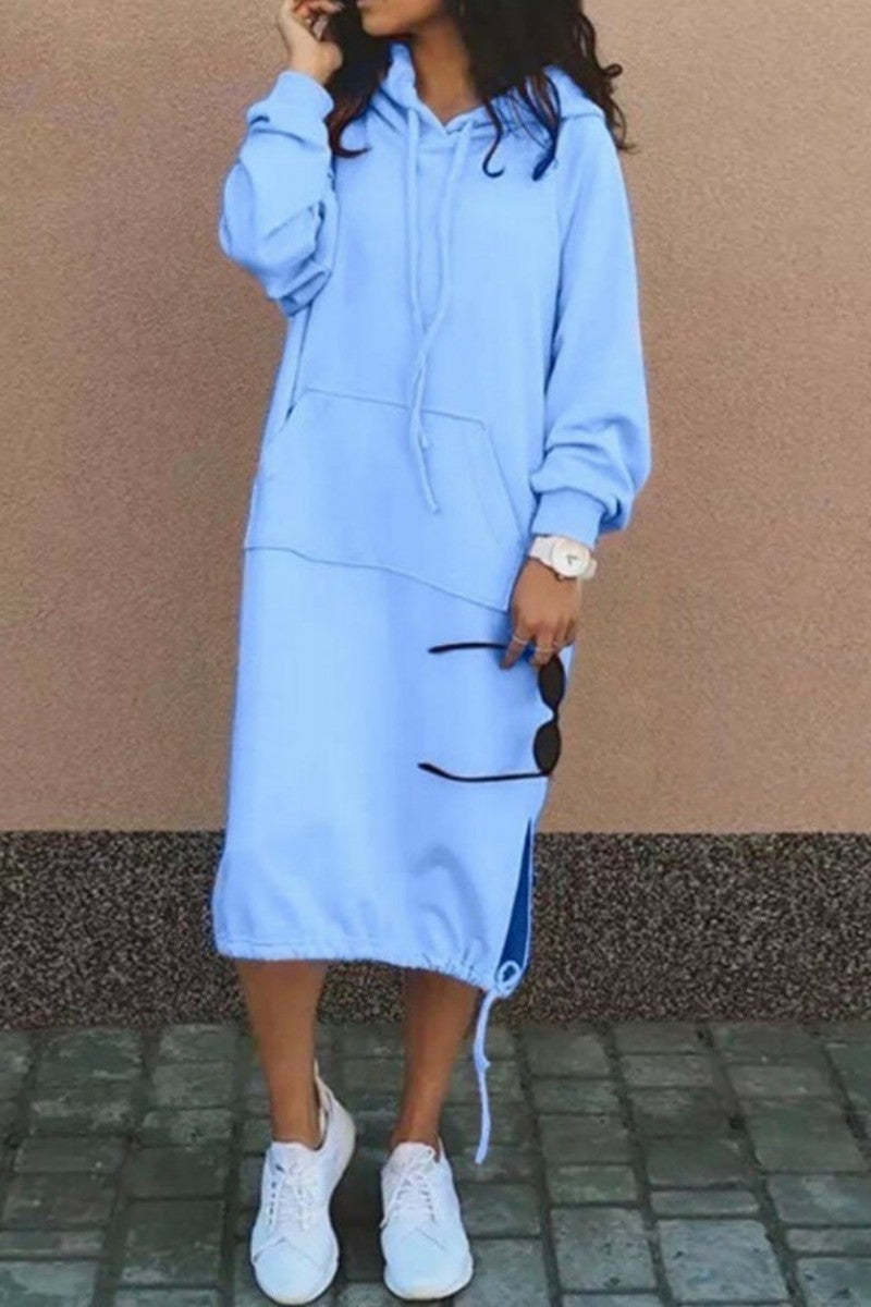 Robe-sweat à capuche femme décontractée et confortable avec poches