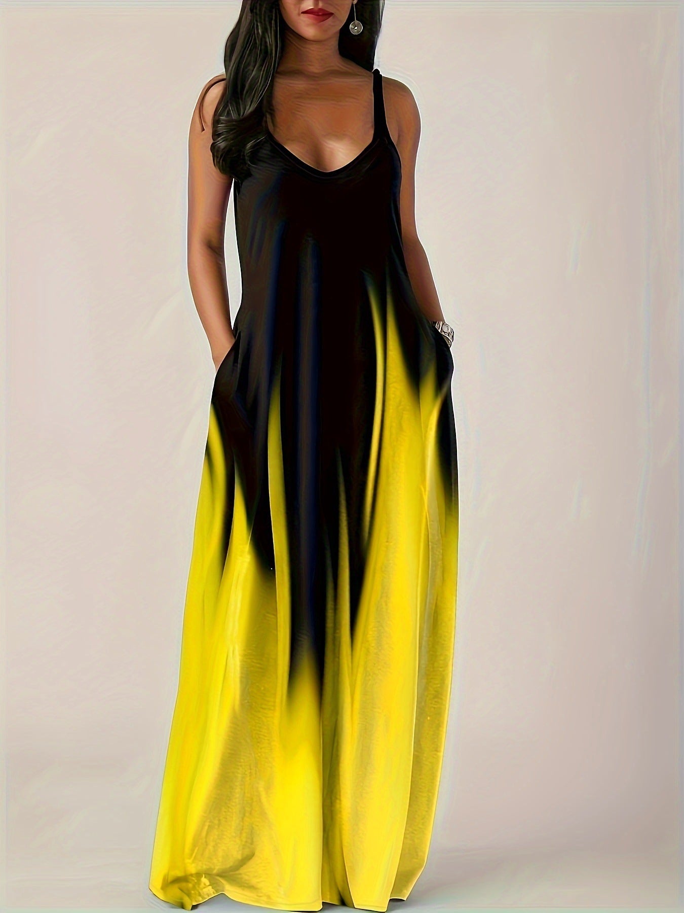 Robe longue élégante pour femme avec poches latérales