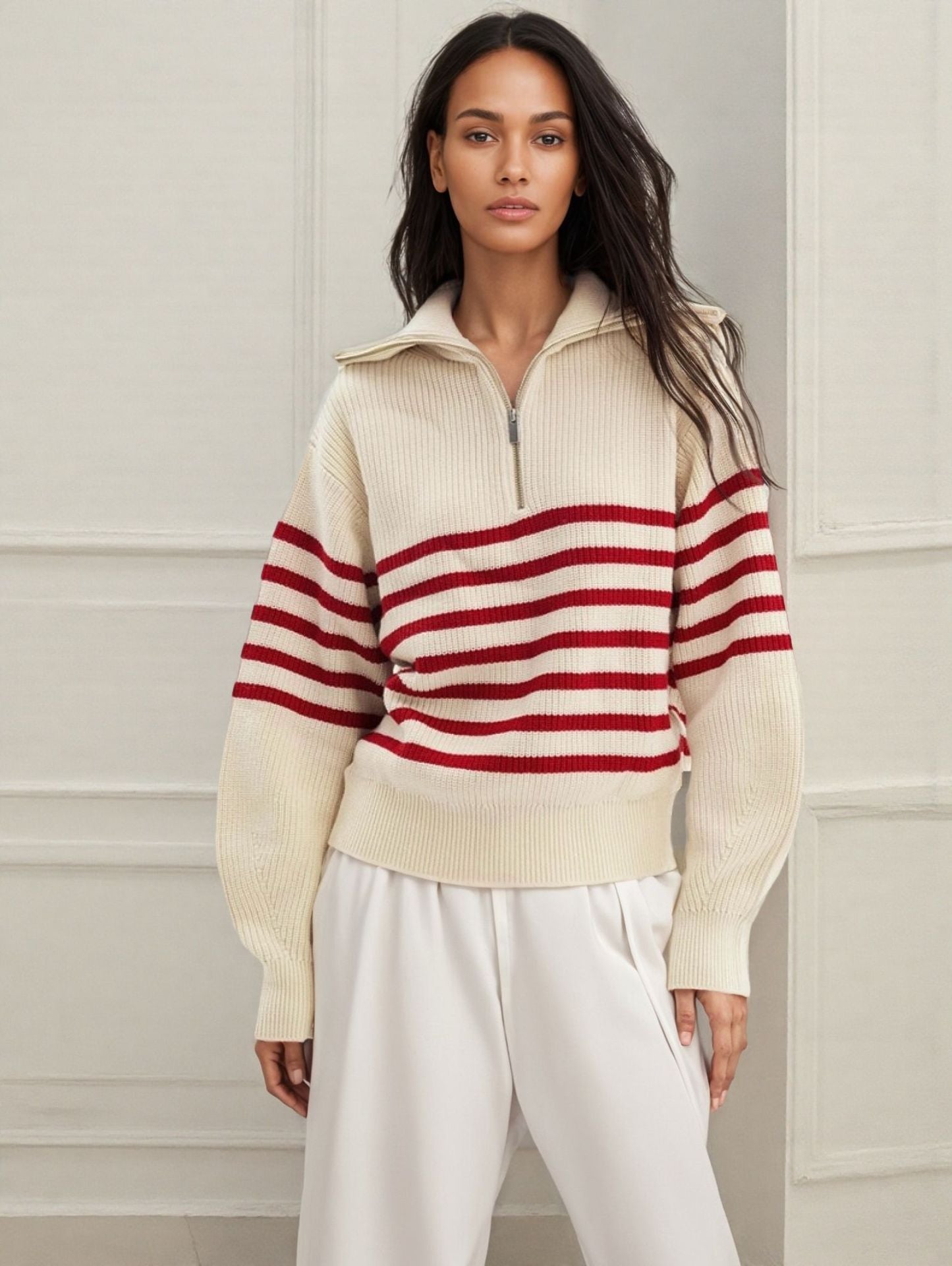 Pull en maille pour femme - Marine chic