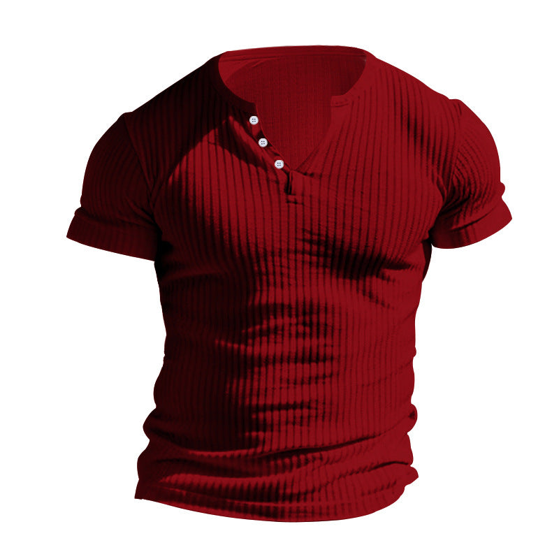 T-shirt homme à manches courtes côtelé classique