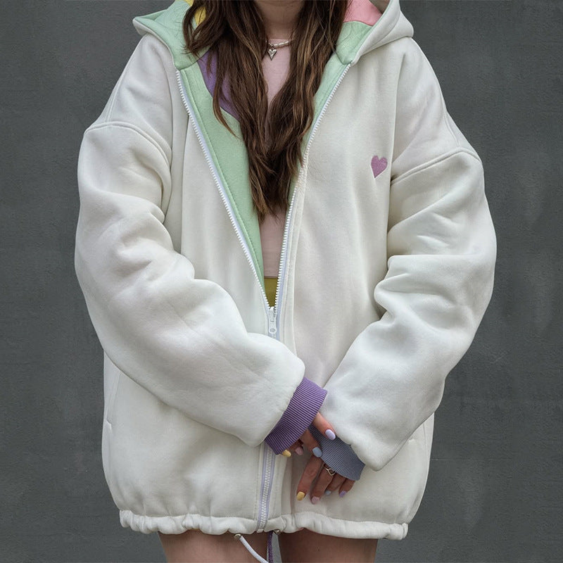 Veste oversized femme motif ondulé tendance à capuche