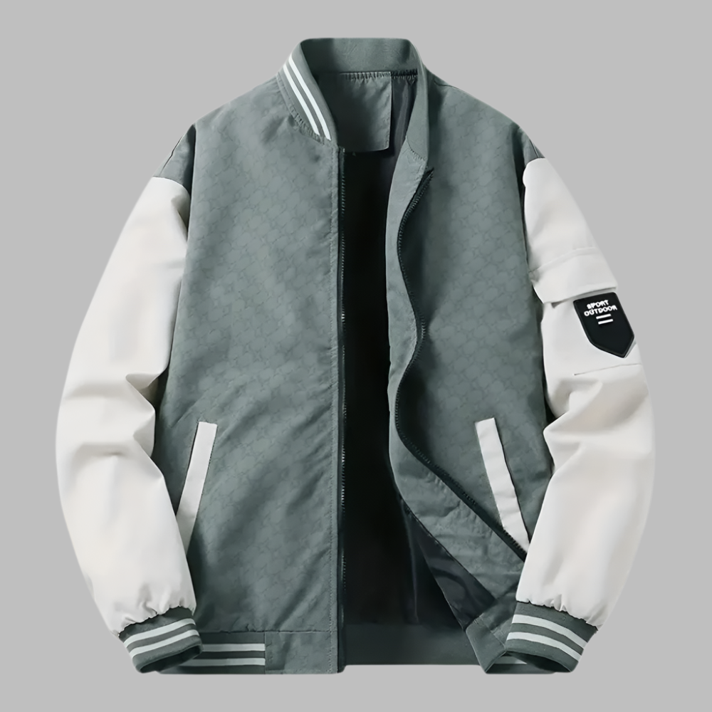 Blouson style décontracté aspect lisse contraste