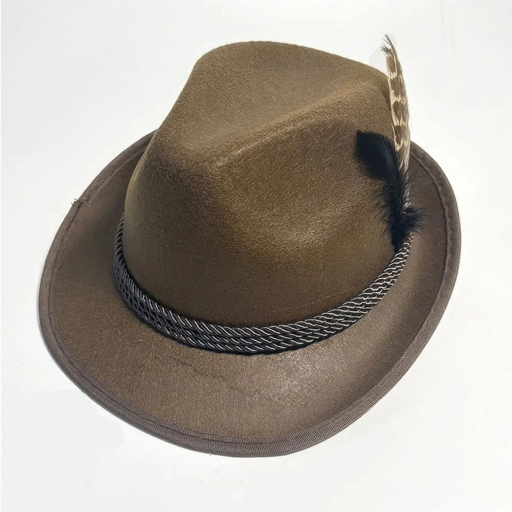 Chapeau de l'Oktoberfest Traditionnel Cuir Plume