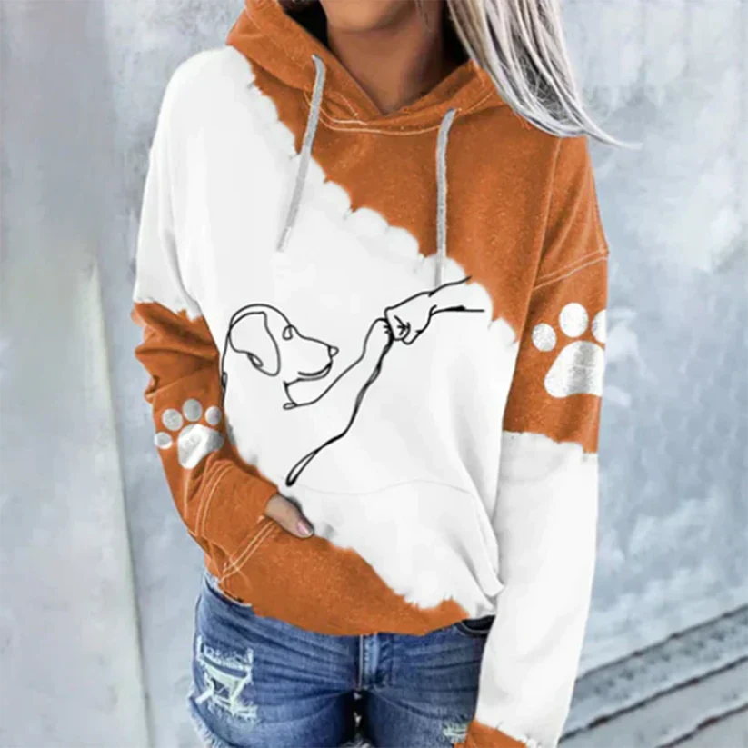 Sweat-shirt à capuche stylé avec motif chien tendance