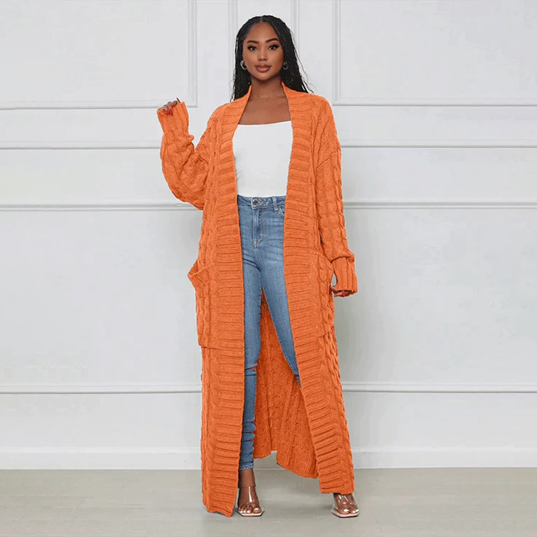 Cardigan long classique femme hiver