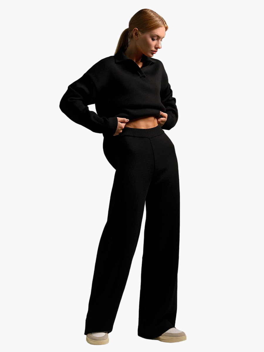 Ensemble loungewear confortable - Pull oversize à col et pantalon de jogging