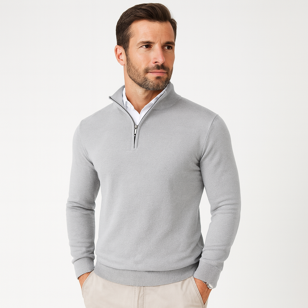 Pull-over homme zip quart, moderne et sportif