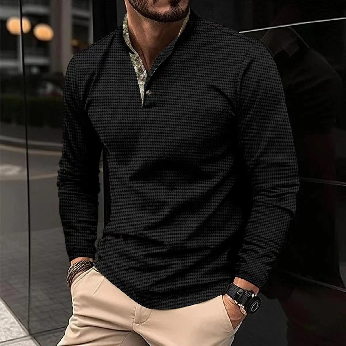 Polo homme manches longues classique