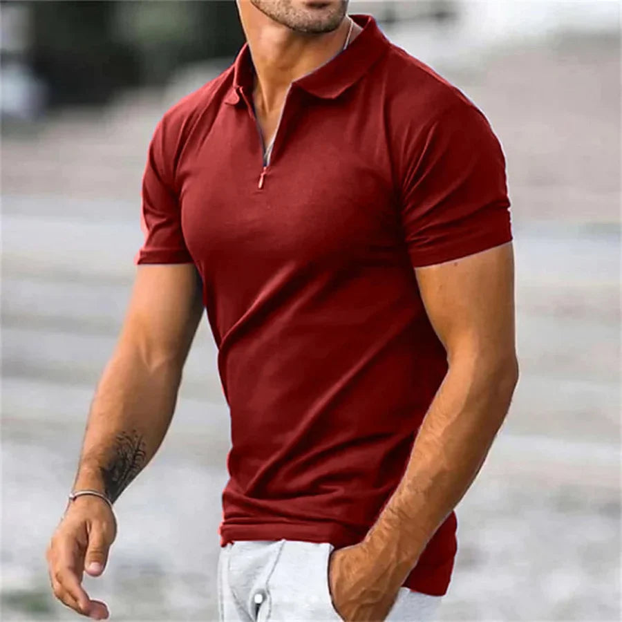 Polo homme col quarter zip