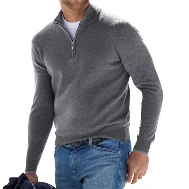 Pull homme demi-zip confortable manches longues