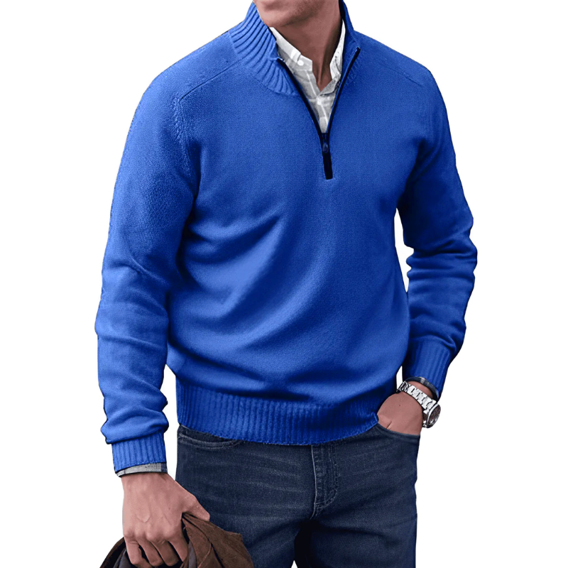 Pull en tricot décontracté demi-zippé pour homme