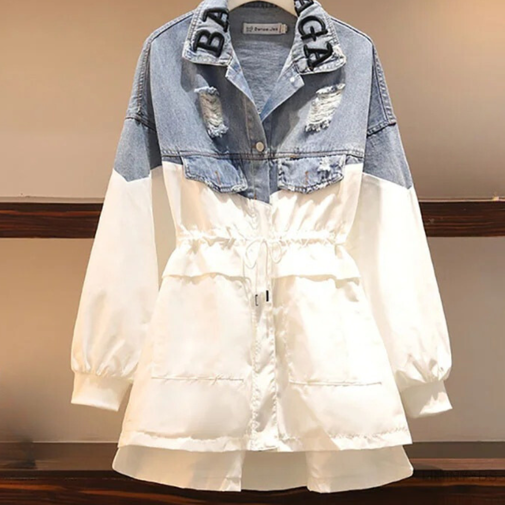 Veste d'automne en jean moderne à lacets pour femme